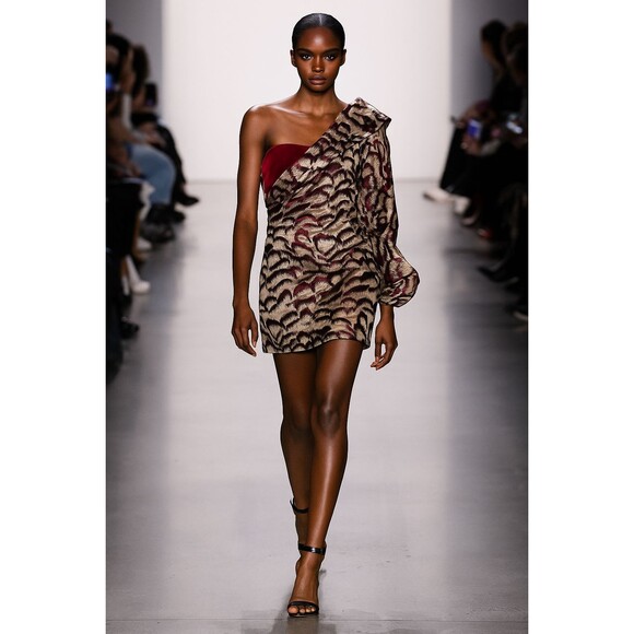 $2490 Carolina Herrera Runway CORSETED Velvet & Brocade!  Puff Sleeve Dress 4 - Picture 5 of 8